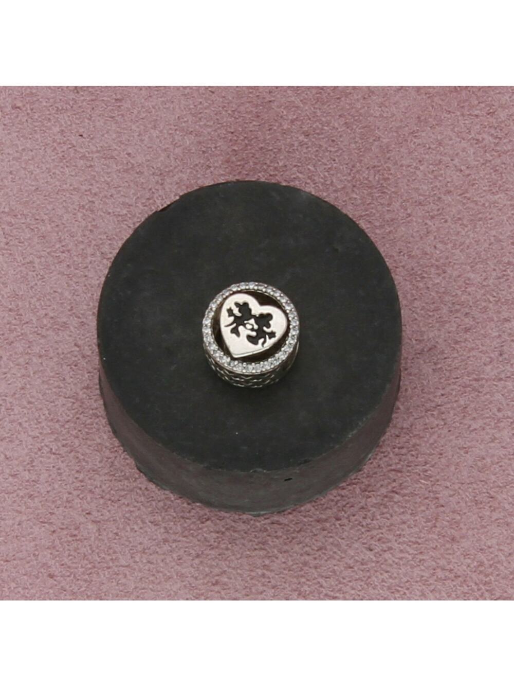 sterling silver cz mickey and minnie mouse bead charm pendant